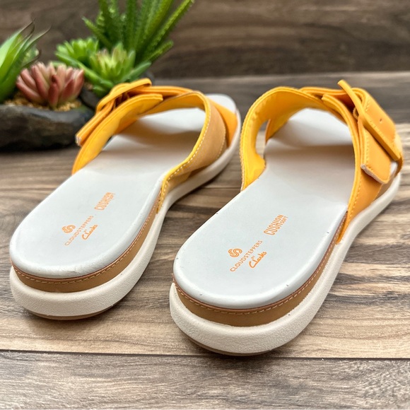 NEW Clarks Cloudsteppers 9W WIDE Eliza April Comfort Slide Sandal Yellow - Picture 9 of 13